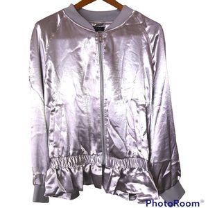 Silver Bomber Jacket 1x | luxury silver jacket 1x